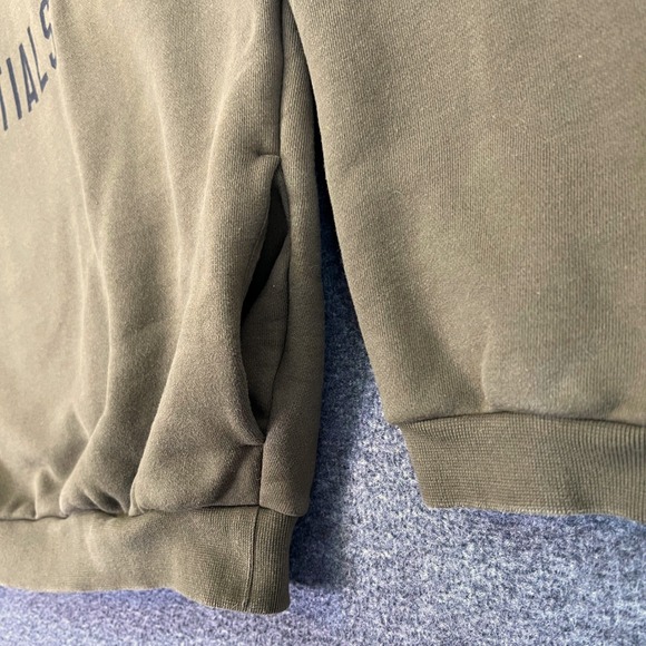 Fear of God Essentials Crewneck Sweatshirt Men S Military Green Pockets Pullover - Picture 7 of 16